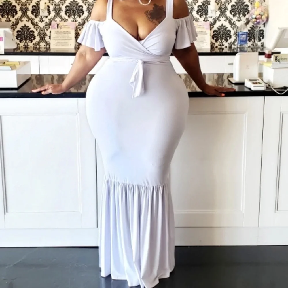 White Mermaid Maxi Dress - Picture 1 of 2